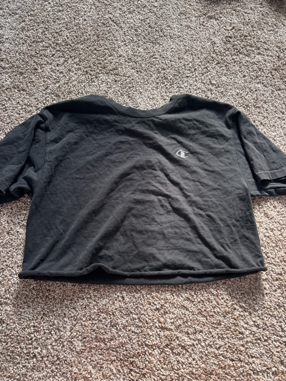 Champion Black Cropped T-Shirt with Small Logo